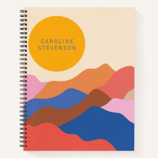 Boho Abstract Landscape Mountains Personalized  Notebook