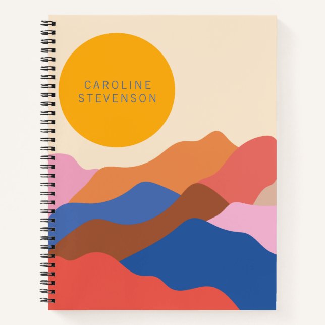 Boho Abstract Landscape Mountains Personalized  Notebook (Front)