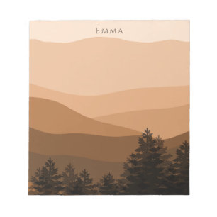 Boho Abstract Landscape Mountains Personalized Notepad