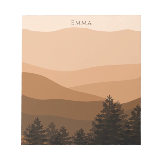 Boho Abstract Landscape Mountains Personalized Notepad (Front)