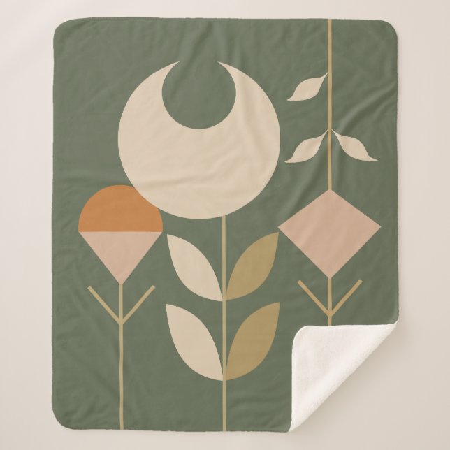 Boho Abstract Lily Sherpa Blanket (Front)