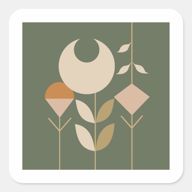 Boho Abstract Lily Square Sticker (Front)
