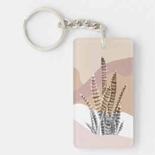 Boho Abstract Modern Succulent Keychain