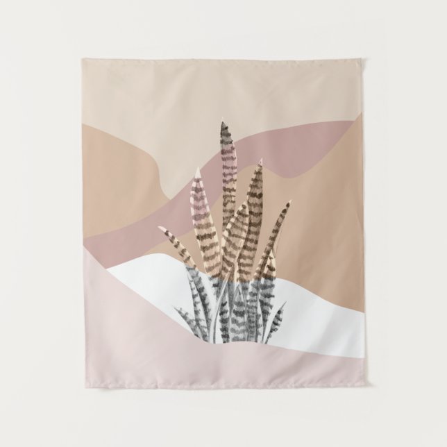 Boho Abstract Modern Succulent Tapestry (Front)