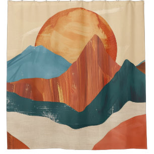 Boho Abstract Mountain Landscape with Sun
