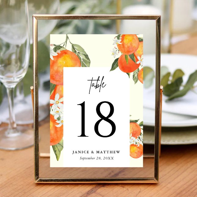 Boho Abstract Orange Garden Wedding Seating Table Number (Creator Uploaded)