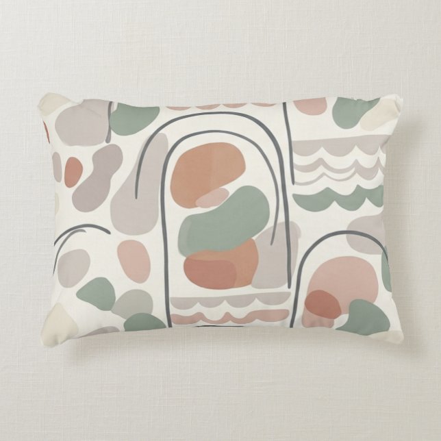 Boho Abstract Organic Shape Pillow - Earthy  (Front)