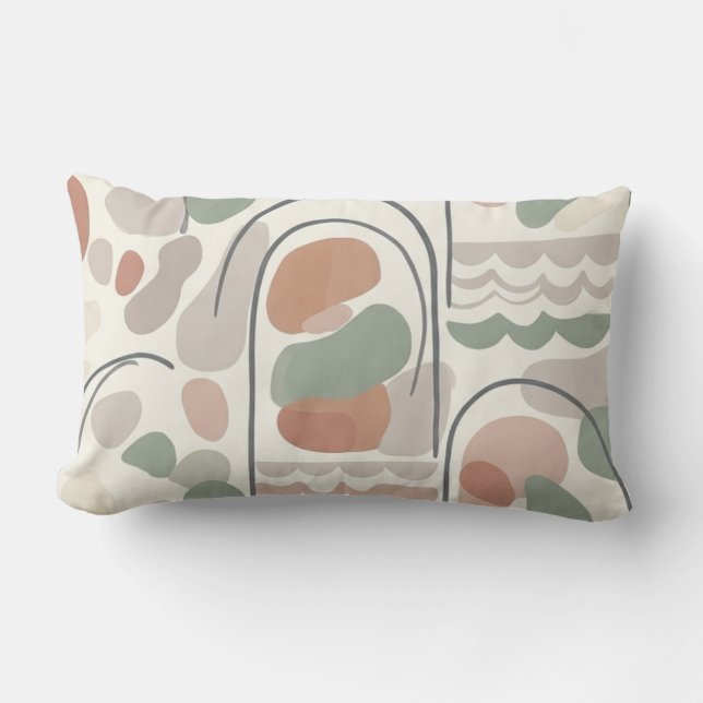 Boho Abstract Organic Shape Pillow - Earthy (Front)
