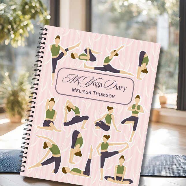 Boho Abstract Pink Green Yoga Pose Pattern    Notebook (Creator Uploaded)