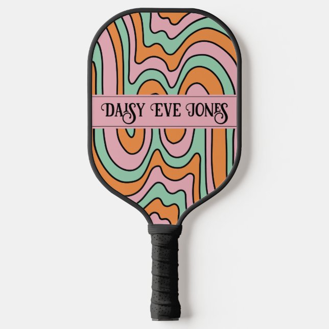 Boho Abstract Retro Personalized Pickleball Paddle (Front)
