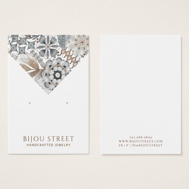 Boho Abstract Shapes Earthy Earring Display Card (Front & Back)
