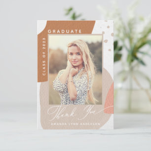 Boho Abstract Shapes Photo Graduation Thank You Card