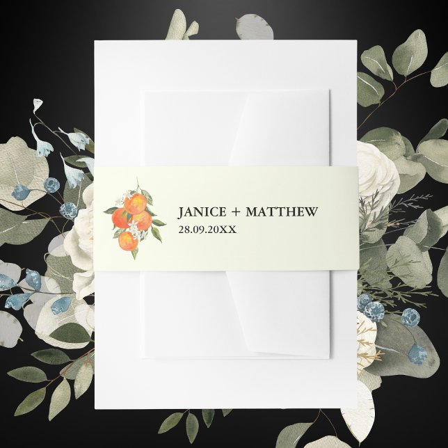 Boho Abstract Sketchy Orange Garden Wedding Invitation Belly Band (Creator Uploaded)