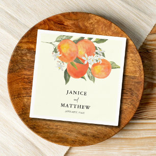 Boho Abstract Sketchy Orange Garden Wedding Napkin