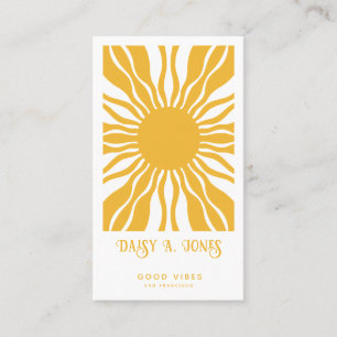 Boho Abstract Sun Rays Retro Business Card