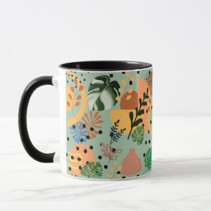 boho abstract tropical pattern -minimal leaf desig mug