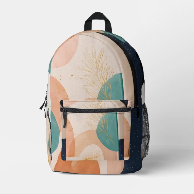 "Boho Abstract Watercolor Backpack Design" (Front)