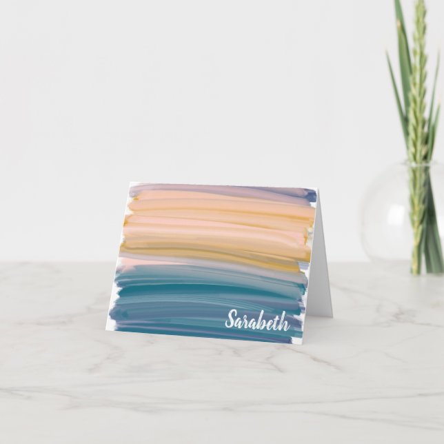 Boho Abstrait Aquarelle Brush Strokes Earthy Blue (Devant)