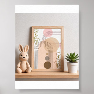 Boho Abstrait Arc-en-ciel et Art Mural Floral de N