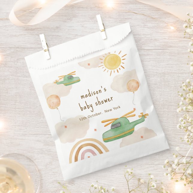Boho Adventure Helicopter Airplane Baby Shower Favour Bag (Clipped)
