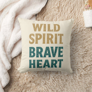 Boho Adventure Wild Spirit Brave Heart Throw Pillow