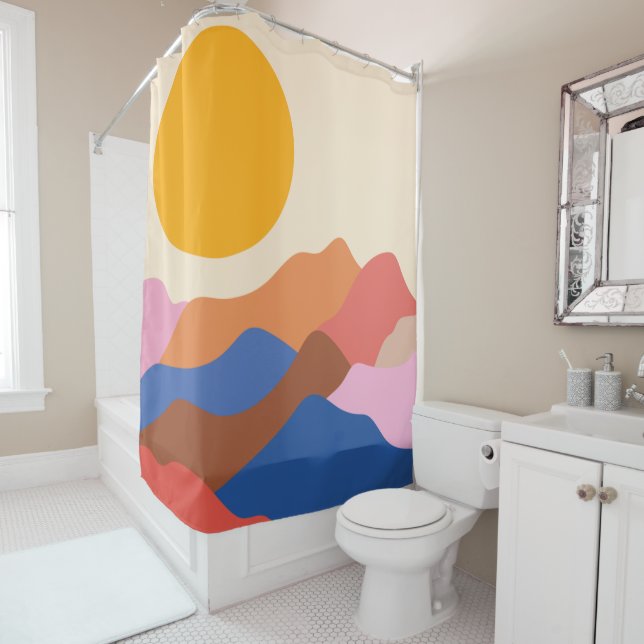 Boho Aesthetic Abstract Landscape Mountains Blue   (In Situ)
