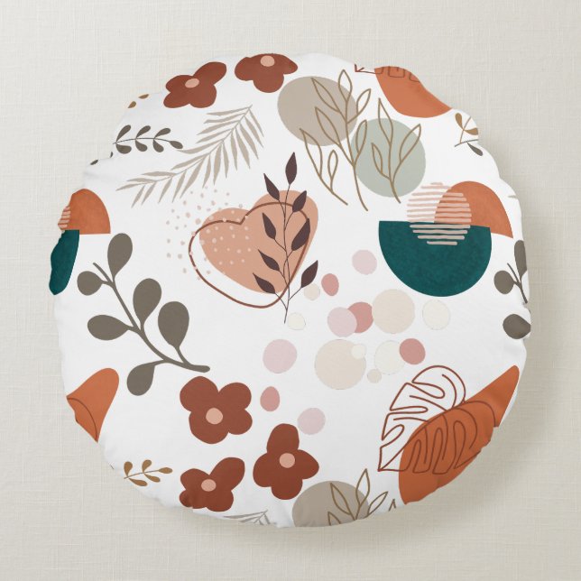 BOHO Aesthetic Pattern A10 Round Pillow (Front)