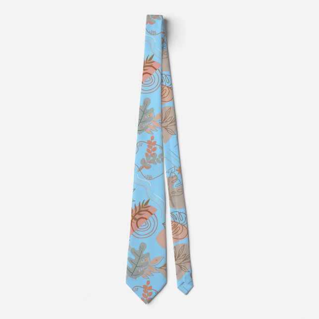 BOHO Aesthetic Pattern A11 L Blue BG Tie (Front)