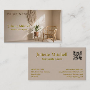 Boho Aesthetic Real Estate Agent Business Card