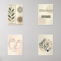 Boho Aesthetic Wall Frame Set – Minimal Print Set