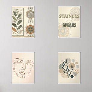 Boho Aesthetic Wall Frame Set – Minimal Print Set