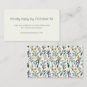 Boho Aesthetic Watercolor Wildflower Wedding RSVP  Enclosure Card