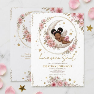 Boho Afro African Girl Angel Baby Shower Invitation