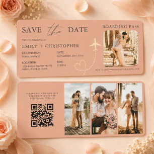 Boho Airplane Boarding Pass Plane Save the Date
