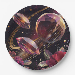 Boho Amethyst Celestial Mystical Pattern Paper Plate