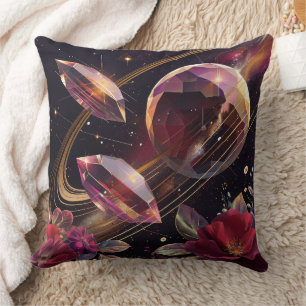 Boho Amethyst Celestial Mystical Pattern Throw Pillow