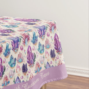 Boho Amethyst Gemstone Crystal Zen Personalize Tablecloth