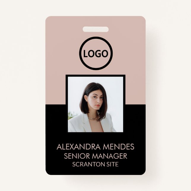 Boho And Black Employee Photo ID Company Security Badge (Front)