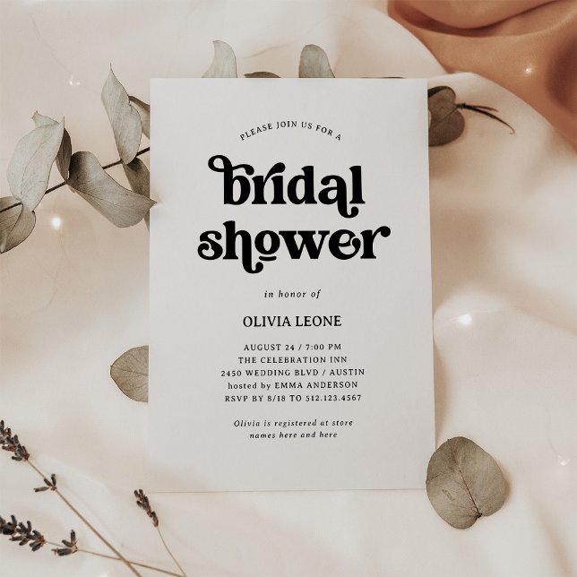 Boho and Retro Black and White | Bridal Shower Invitation (Creator Uploaded)