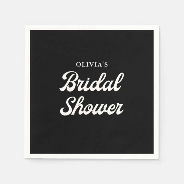 Boho and Retro Black | Bridal Shower  Napkin (Front)