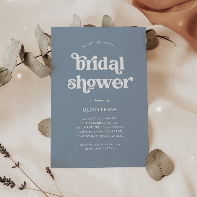 Boho and Retro Dusty Blue | Bridal Shower Invitation (Creator Uploaded)