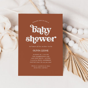 Boho and Retro Terracotta   Baby Shower Invitation