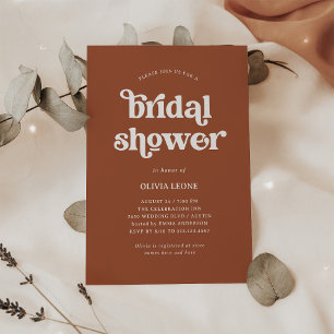 Boho and Retro Terracotta Bridal Shower Invitation