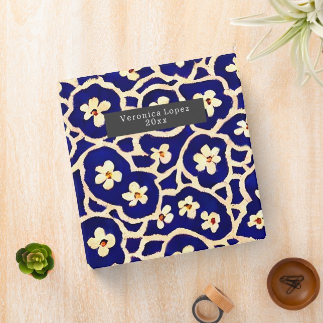 Boho Anemone Blue Planner Binder (In Situ)