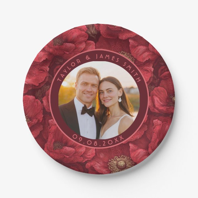 Boho Anemones Plates For Bachelorette Party (Front)