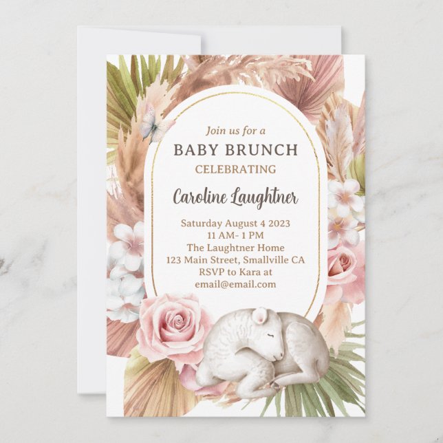 Boho Animal Baby Brunch Invitation (Front)