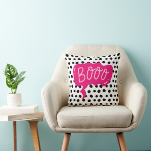 Boho Animal Boo Pattern Speech Bubble Throw Pillow