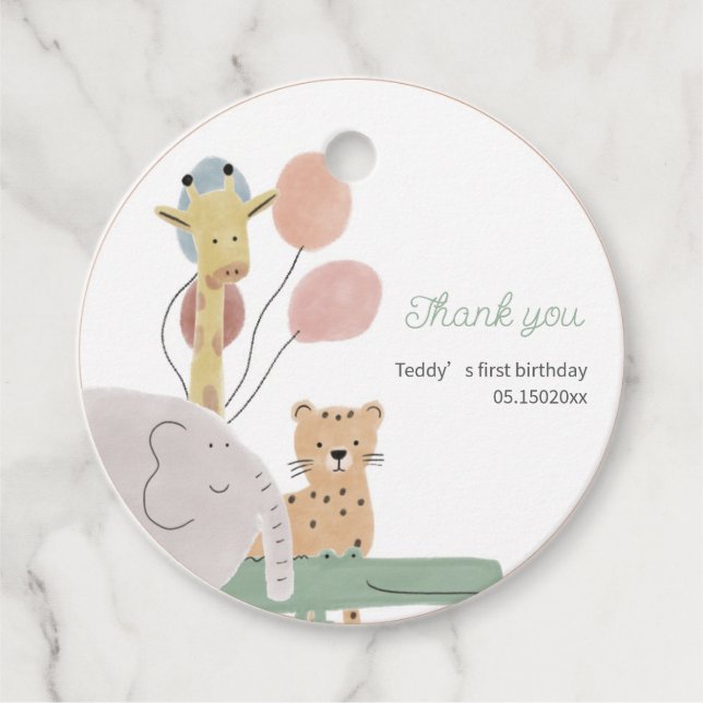 Boho animal favour tag  (Front)