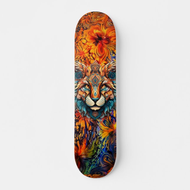 Boho Animal Head & Abstrait Art Skateboard Deck (Devant)