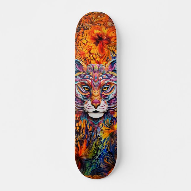 Boho Animal Head & Abstrait Art Skateboard Deck (Devant)